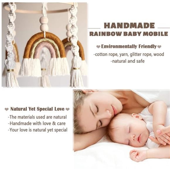 Hanging Macrame Baby Mobile Rainbow Baby Crib Mobile Kids Room Nursery Decor - Picture 6 of 6